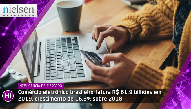 Comércio eletrônico brasileiro fatura R$ 61,9 bilhões em 2019, crescimento de 16,3% sobre 2018