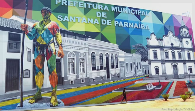 Eduardo Kobra faz mural de 462 metros para contar história de Santana de Parnaíba