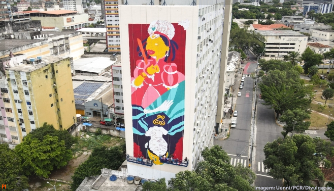Nathê Ferreira e Fany Lima assinam o primeiro megamural do Recife feito por artistas negras