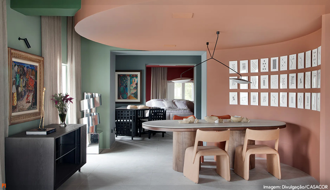 Cores elegantes da Coral brilham na Casacor Pernambuco, inspiradas pela tapeçaria de Pedro Frederico