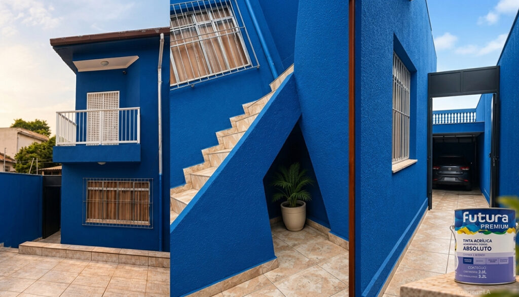 Veja o impacto do projeto em Azul Meia-Noite em fachada